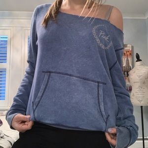 Pink off the shoulder crewneck